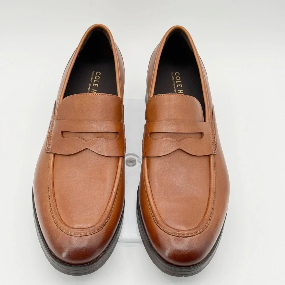 Cole Haan Newmark Grand 360 Penny Loafer Mens Size 12 British Tan Leather - NEW